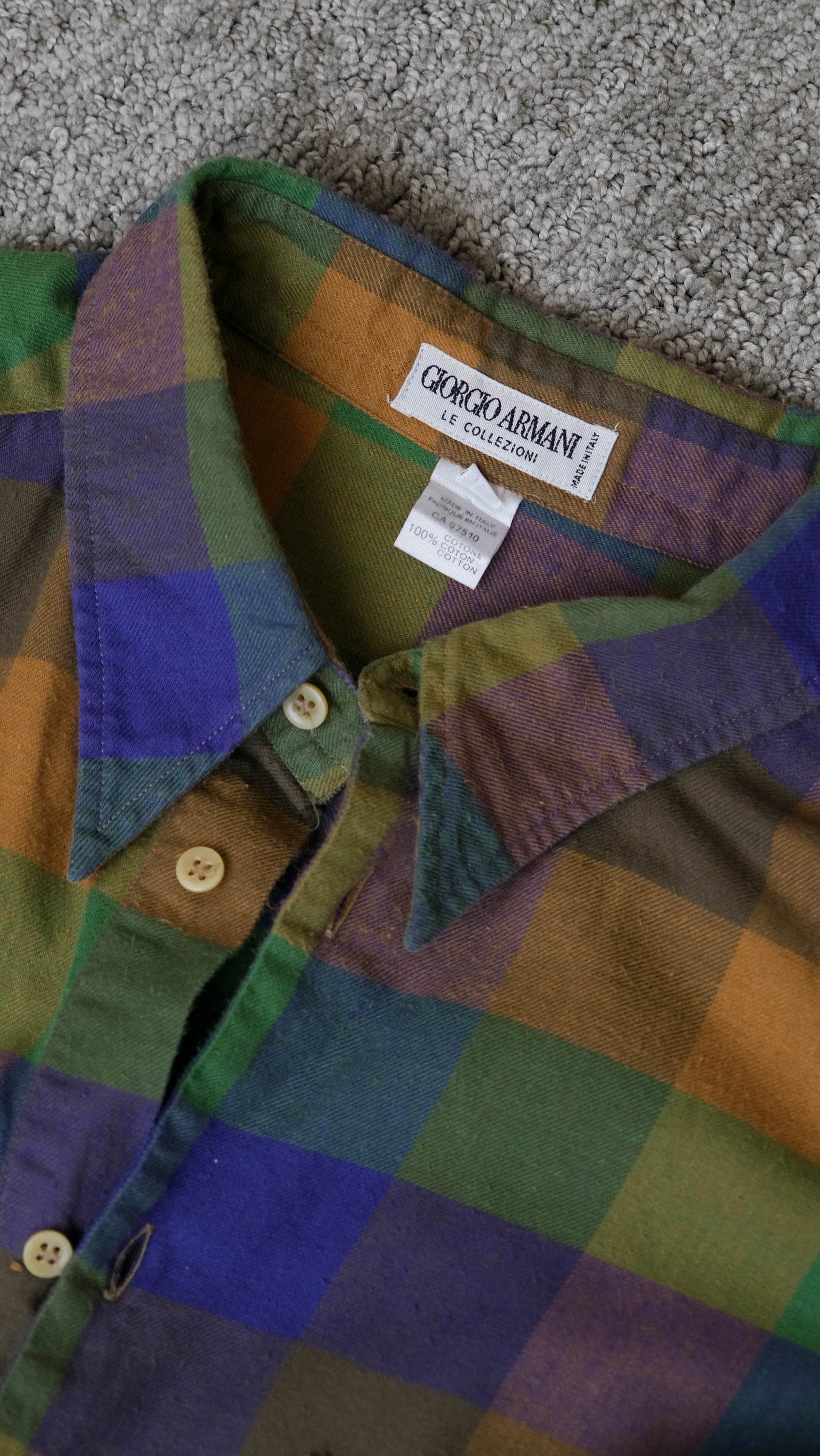 Vintage 80s Giorgio Armani Le Collezioni Greens & Purple Buffalo