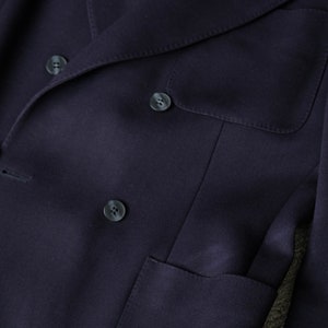 Vintage 70s LANVIN PARIS Navy Blue Heavy Wool Gabardine Wide Lapel Double Breasted Blazer Tailored in USA 1970s French Designer Jacket image 8