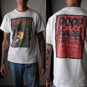 Vintage 90s PEARL JAM 1992 Drop In The Park Single Stitch Concert Tee Shirt | AUTHENTIC | Hanes Heavyweight | 1990s Grunge Rock Band Tee