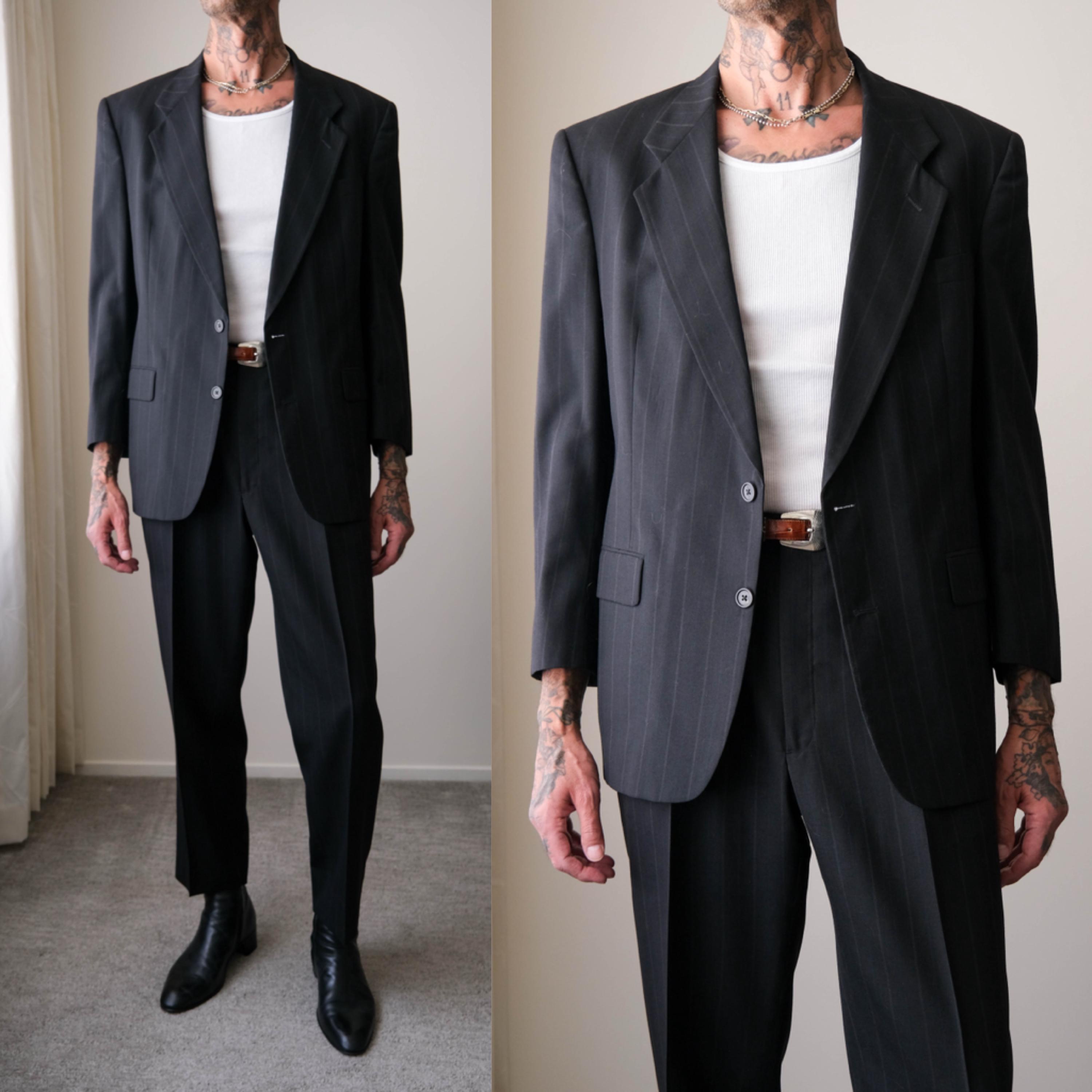 【値下げ】ビンテージ　Henry Cottons ネイビー ダブルスーツXL 1980s Mens Navy Suits - Etsy
