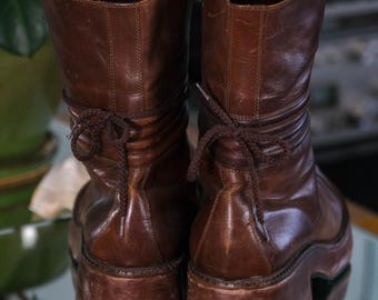 Vintage 90s Jean Paul Gaultier 1998 Brown Leather Wrapped Chunky