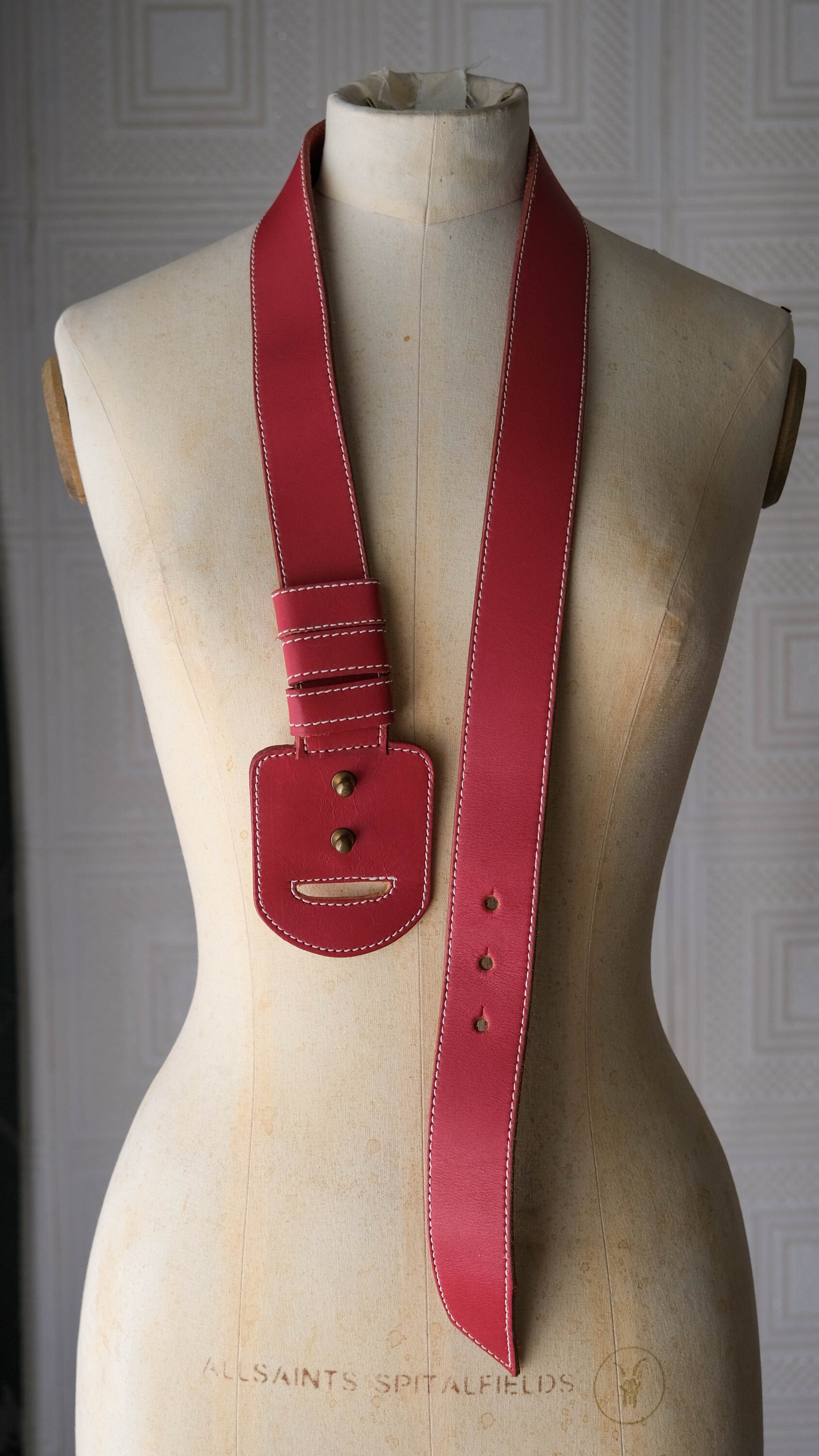 Vintage Norma Kamali Lipstick Red Leather Belt - 1980s Rare Find IMG_9160.png?format=1500w main image 2