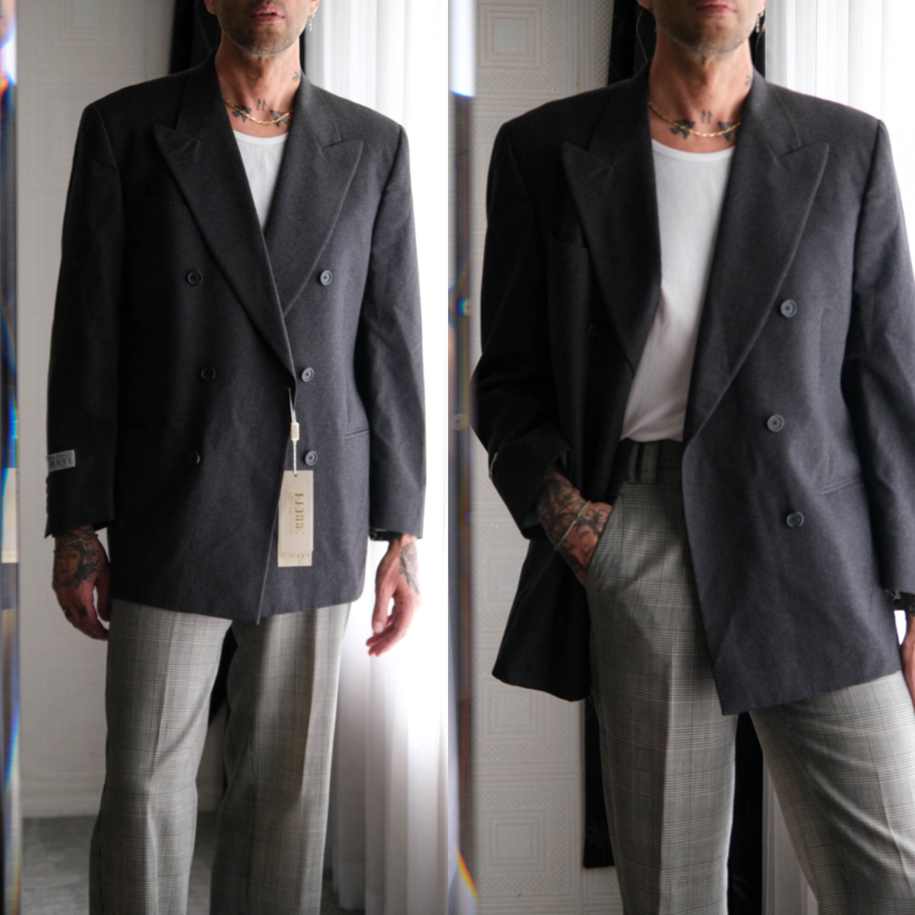 Vintage 90s Gianfranco Ferre Charcoal Double Breasted Two