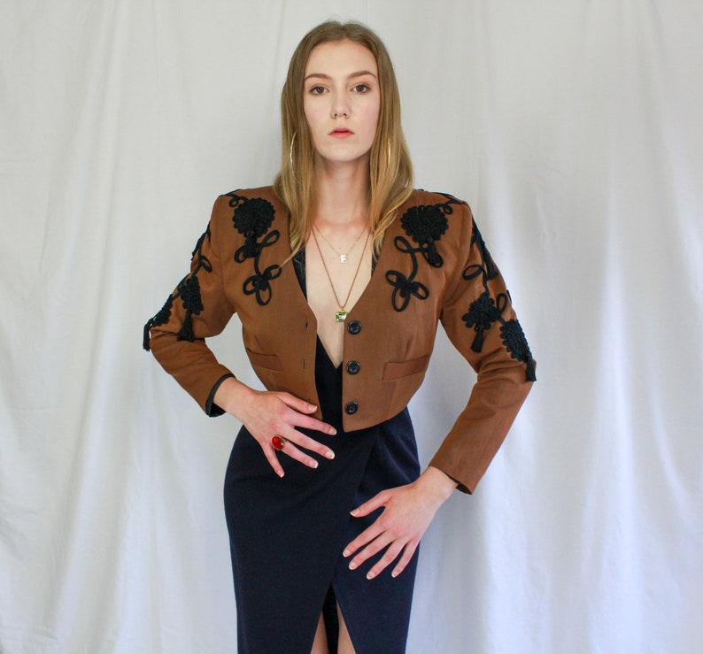 Made in the USA crop top 80s Tasseled and Cropped Bolero Blazer designer blazer tasseled