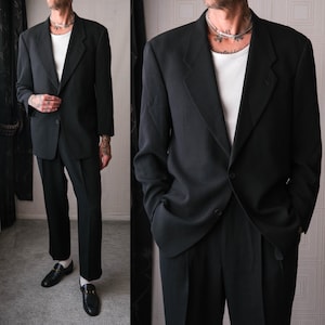 Vintage 90s GIORGIO ARMANI Le Collezioni Archival Black Wool Crepe