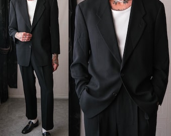 〔Vintage〕90s Black navy Simple suit デカ襟 Vintage〕90s Black navy Simple suit デカ襟