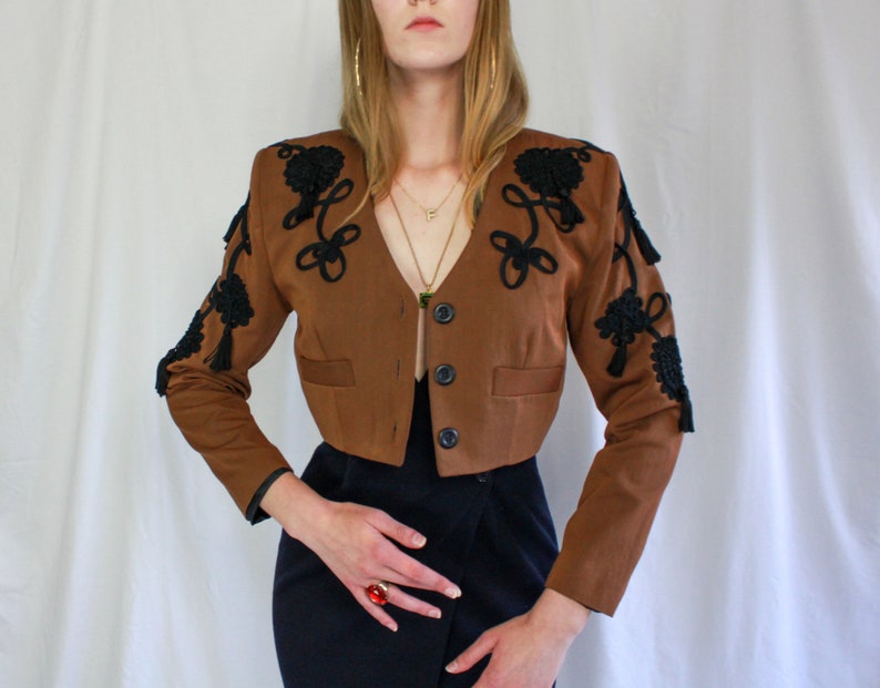 Made in the USA crop top 80s Tasseled and Cropped Bolero Blazer designer blazer tasseled