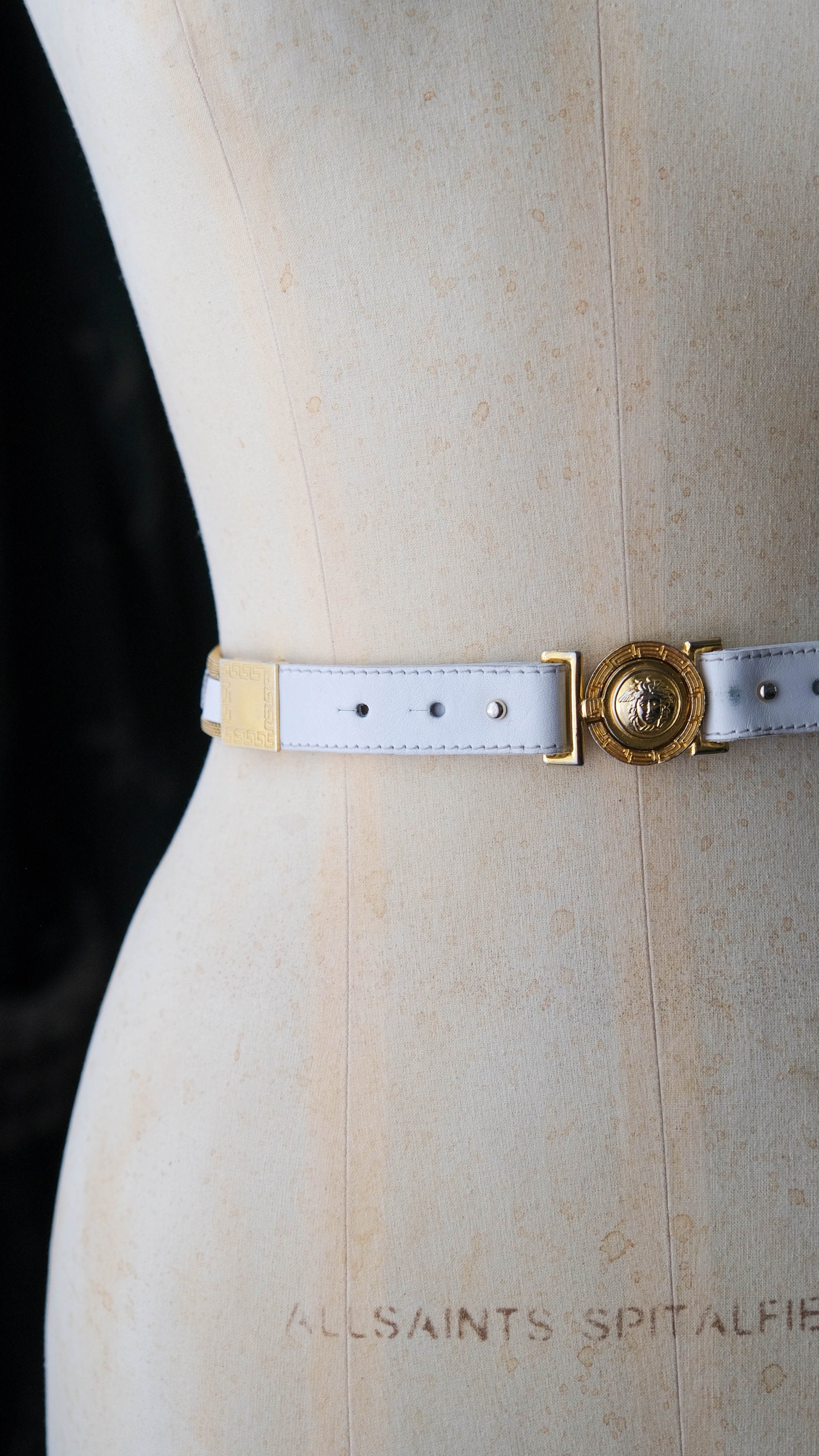 貴重　GIANNI VERSACE ヴィンテージ パール メデューサ ベルト VINTAGE Versace Belt Medusa Head Buckle With Snake Skin