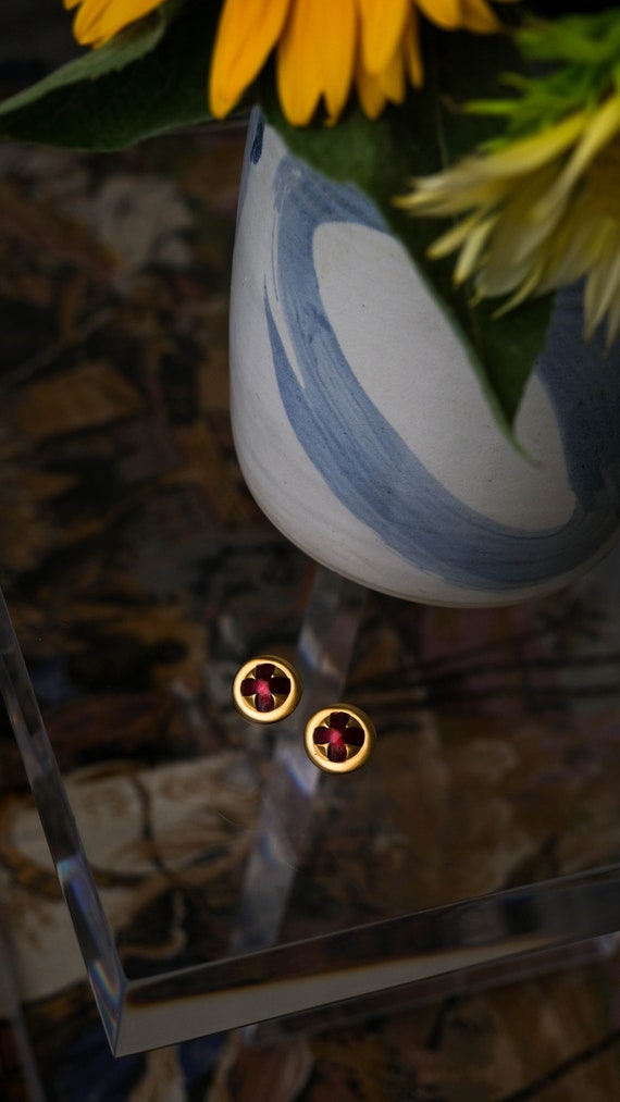 Vintage 80s ANNE KLEIN Signed Gold & Red Enamel R… - image 2