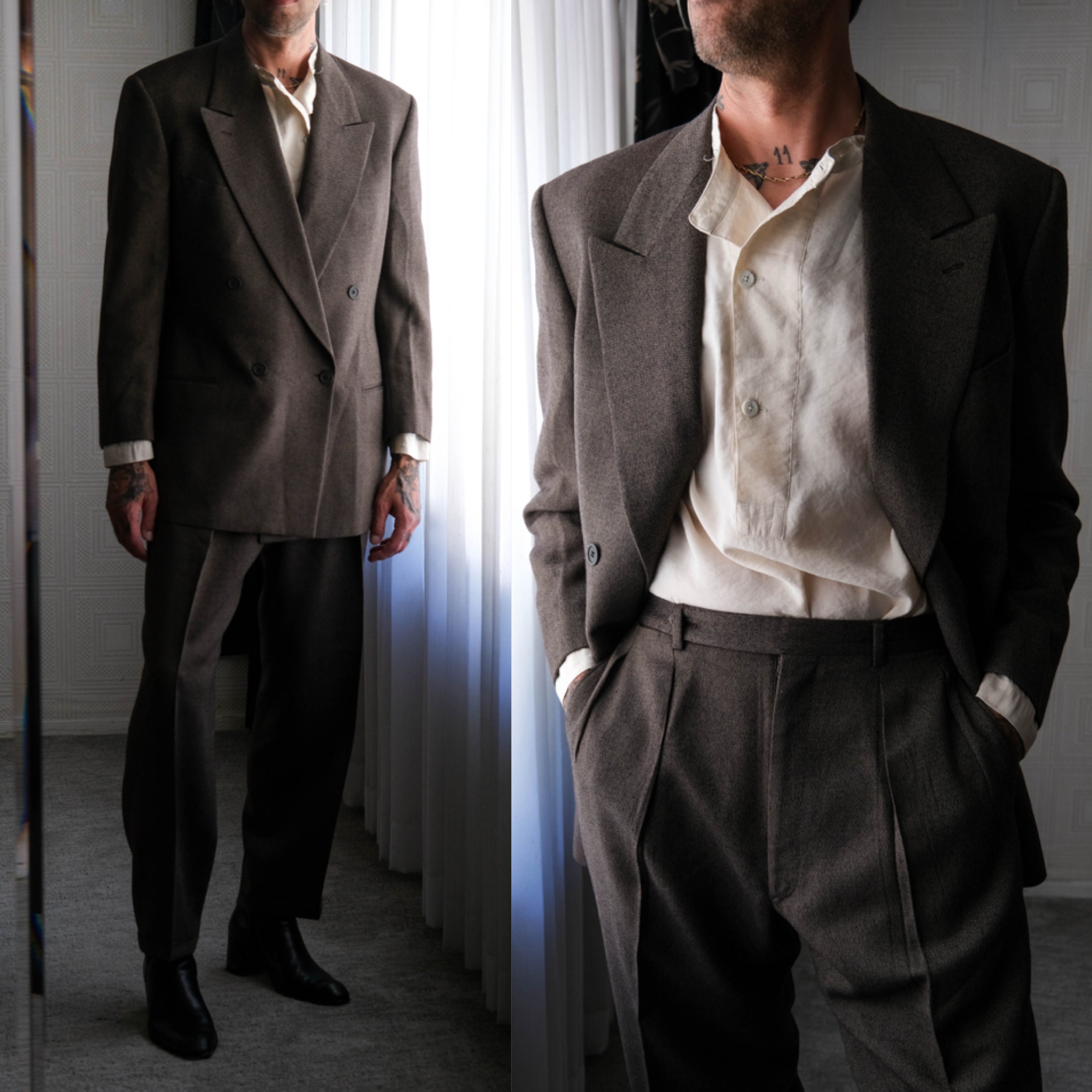 Vintage 80s GIORGIO ARMANI Le Collezioni Coffee Birdseye