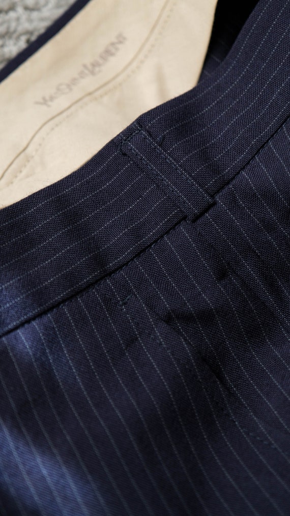 Vintage 70s Yves Saint Laurent Navy Blue Pinstrip… - image 8