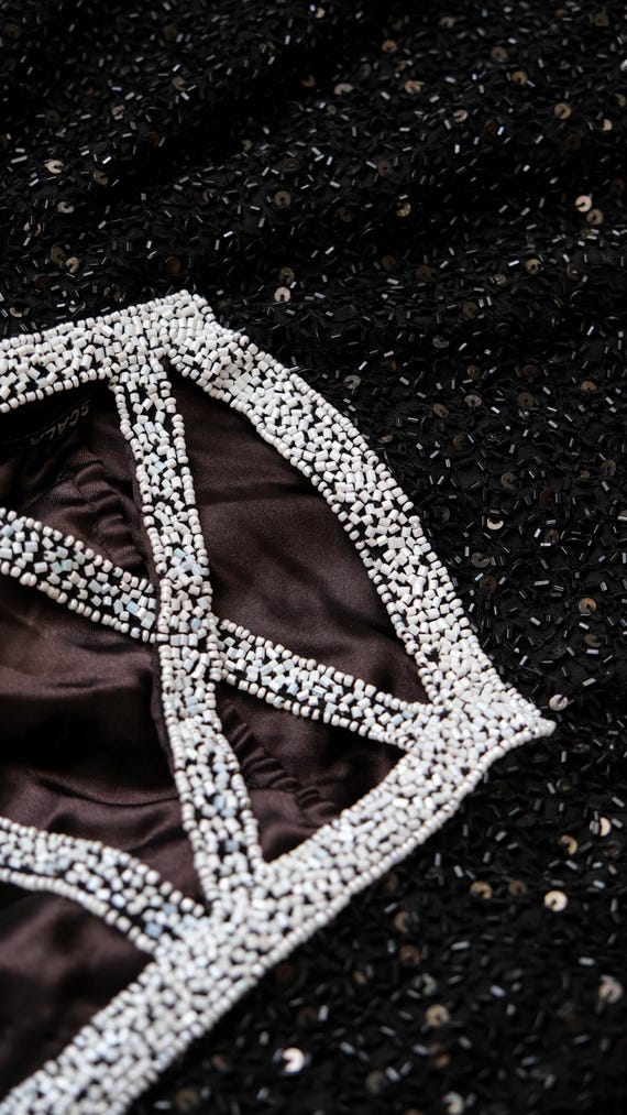 Vintage SCALA Fully Beaded & Sequined Silk Dinner… - image 10