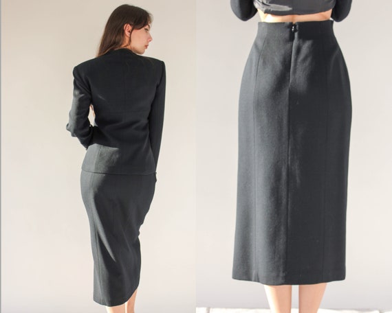 Vintage 80s Christian Dior Black Collarless Power… - image 10