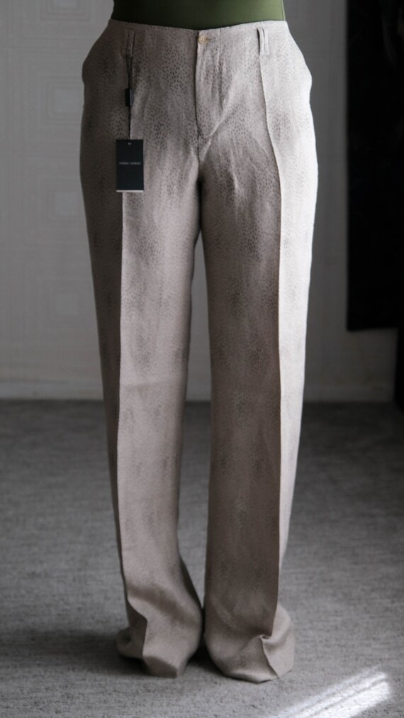 GIORGIO ARMANI Champagne Silver Diamond Jacquard Linen