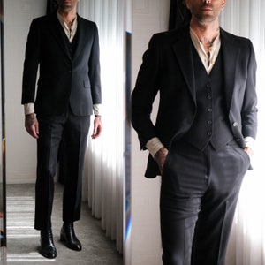 RESERVED 70s GIVENCHY Black Three Piece Flare Leg New Deadstock