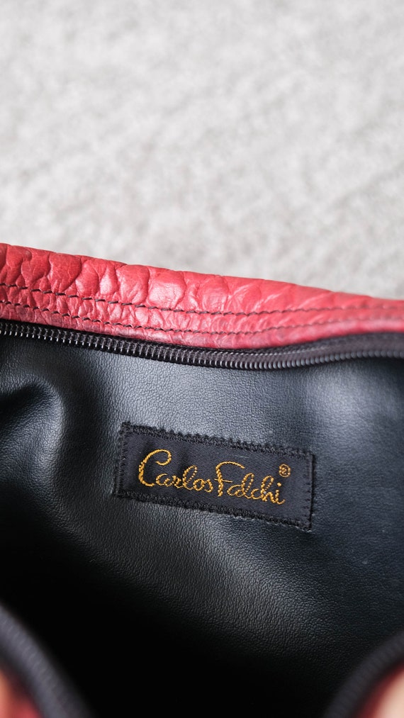 Vintage 80s CARLOS FALCHI Patchwork Leather & Sna… - image 8