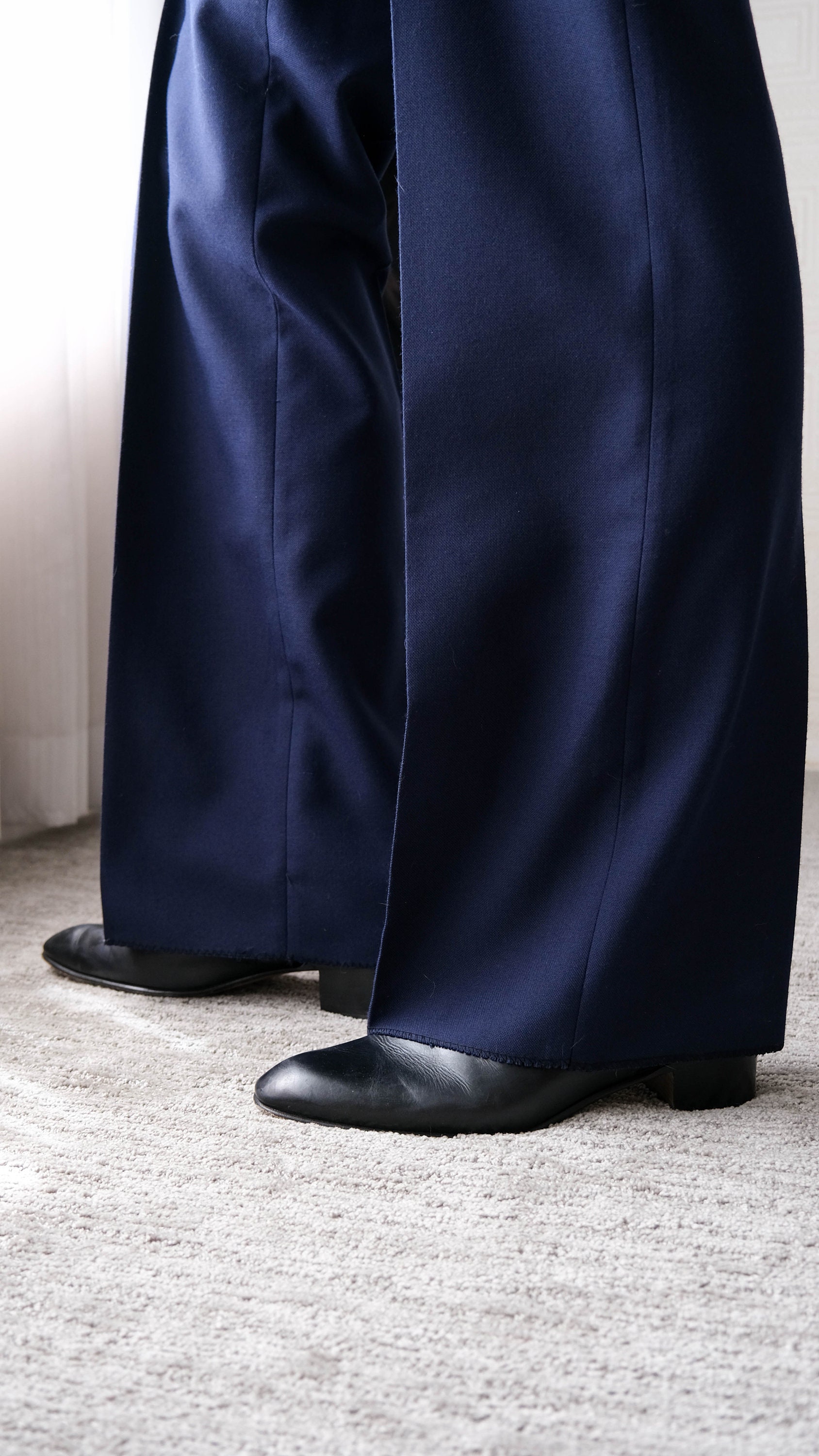 Vintage 70s Yves Saint Laurent Navy Blue Pinstripe Gabardine