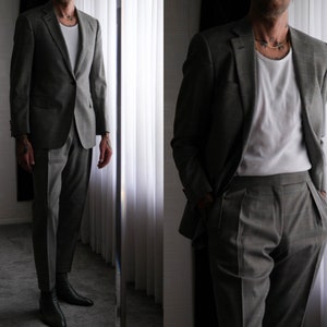 Vintage 90s POLO Ralph Lauren Black & Ivory Prince of Wales Check Suit | Made in Italy | 100% Wool | 1990s POLO Designer Tailored Mens Suit