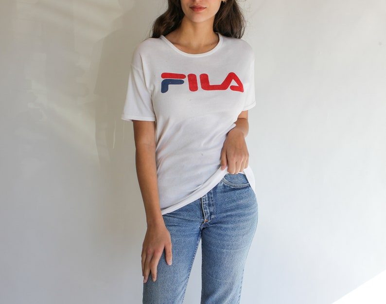 Vintage 70s Fila Distressed Bootleg Logo Tee Shirt Paper Thin, Destroyed, Super Soft Adidas, Puma, Nike 1970s Fila Designer T-Shirt image 1