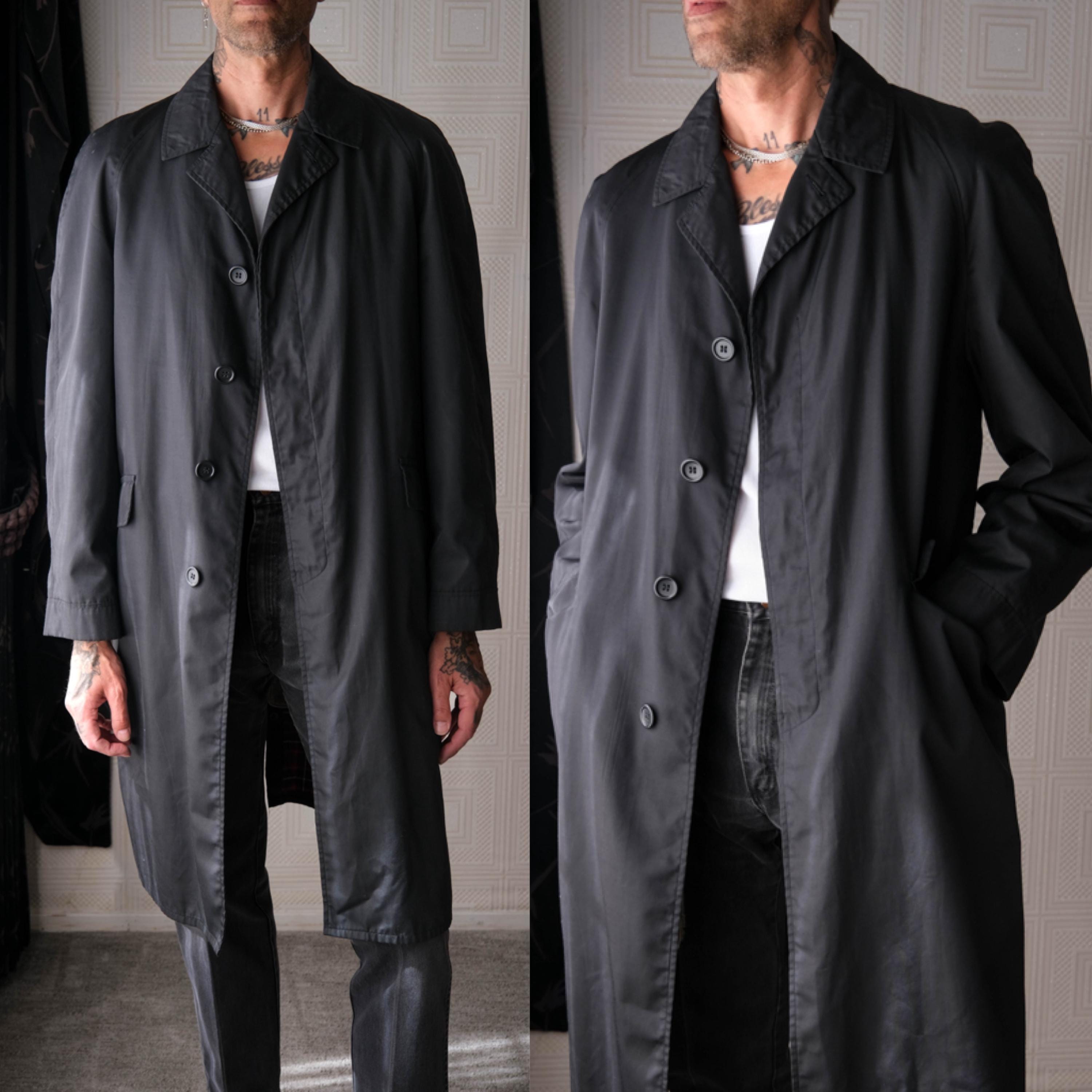 Vintage 70s ALLIGATOR GALECOAT Black Rain Winter Trench Coat W