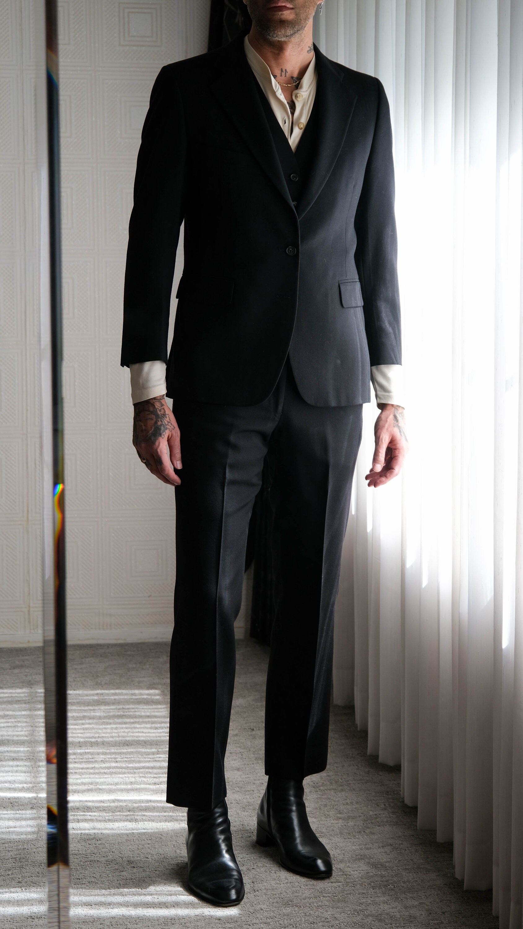 Vintage 70s GIVENCHY Black Three Piece Flare Leg New Deadstock 