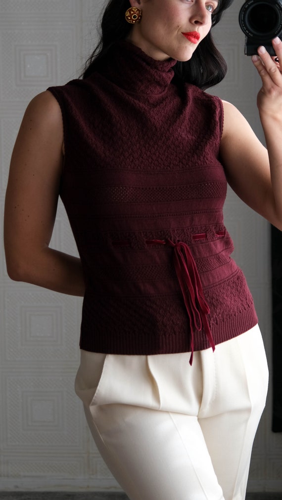 Vintage VALENTINO Merlot Knit Turtleneck Sweater … - image 6