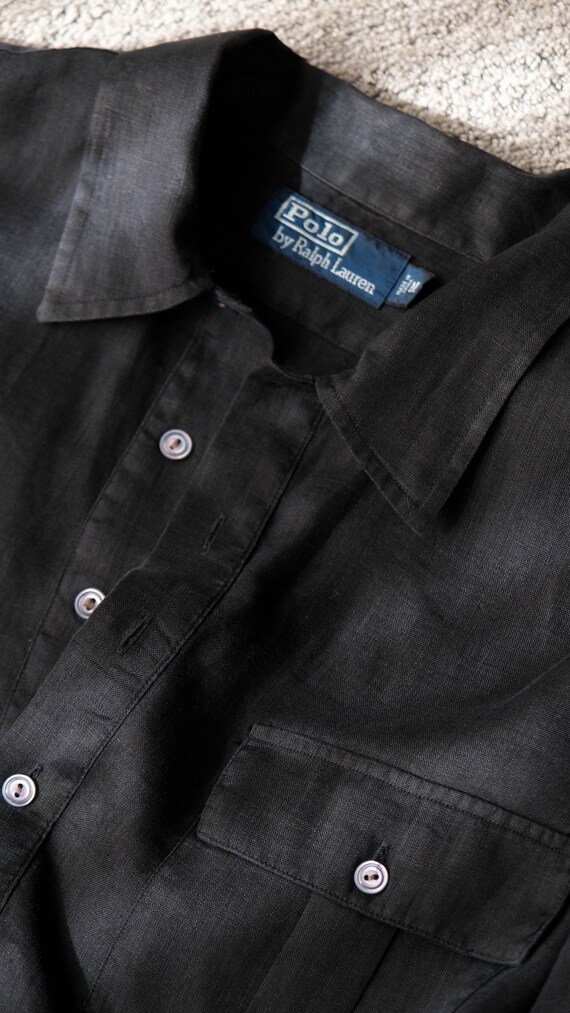 90's Ralph Lauren Black Linen s/s Shirt 90's Ralph Lauren Black Linen s/s Shirt