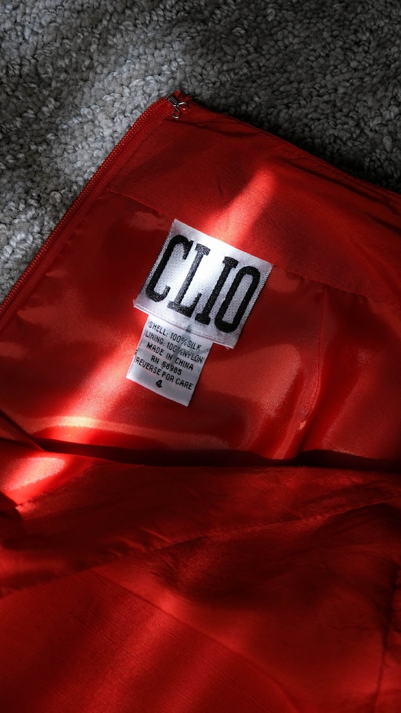 Vintage CLIO Blood Orange Silk Crinkle High Waist… - image 7