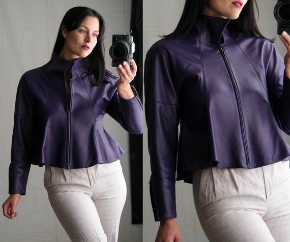 Vintage 80s Claude Montana Pour Ideal-cuir Purple Leather Vamp