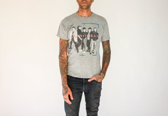 Vintage 80s Duran Duran Heather Gray Paper Thin Te
