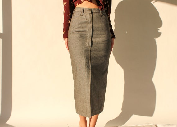 Vintage 80s Norma Kamali Reversed Gray Denim High