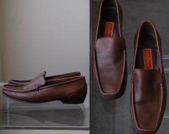 Vintage jaren 80 COLE HAAN City Italiaanse hazelnootbruine leren slip-on loafer | Maat 9 B | Designer slip-on damesschoenen met gesloten neus