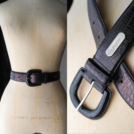 Vintage Ralph Lauren Main Label Black Reptile Embossed  display picture 3