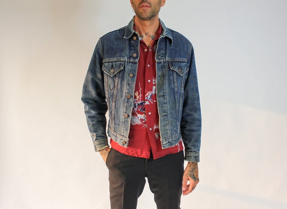 Vintage 60s LEVIS Big E Destroyed Blanket Lined Type 3 Denim