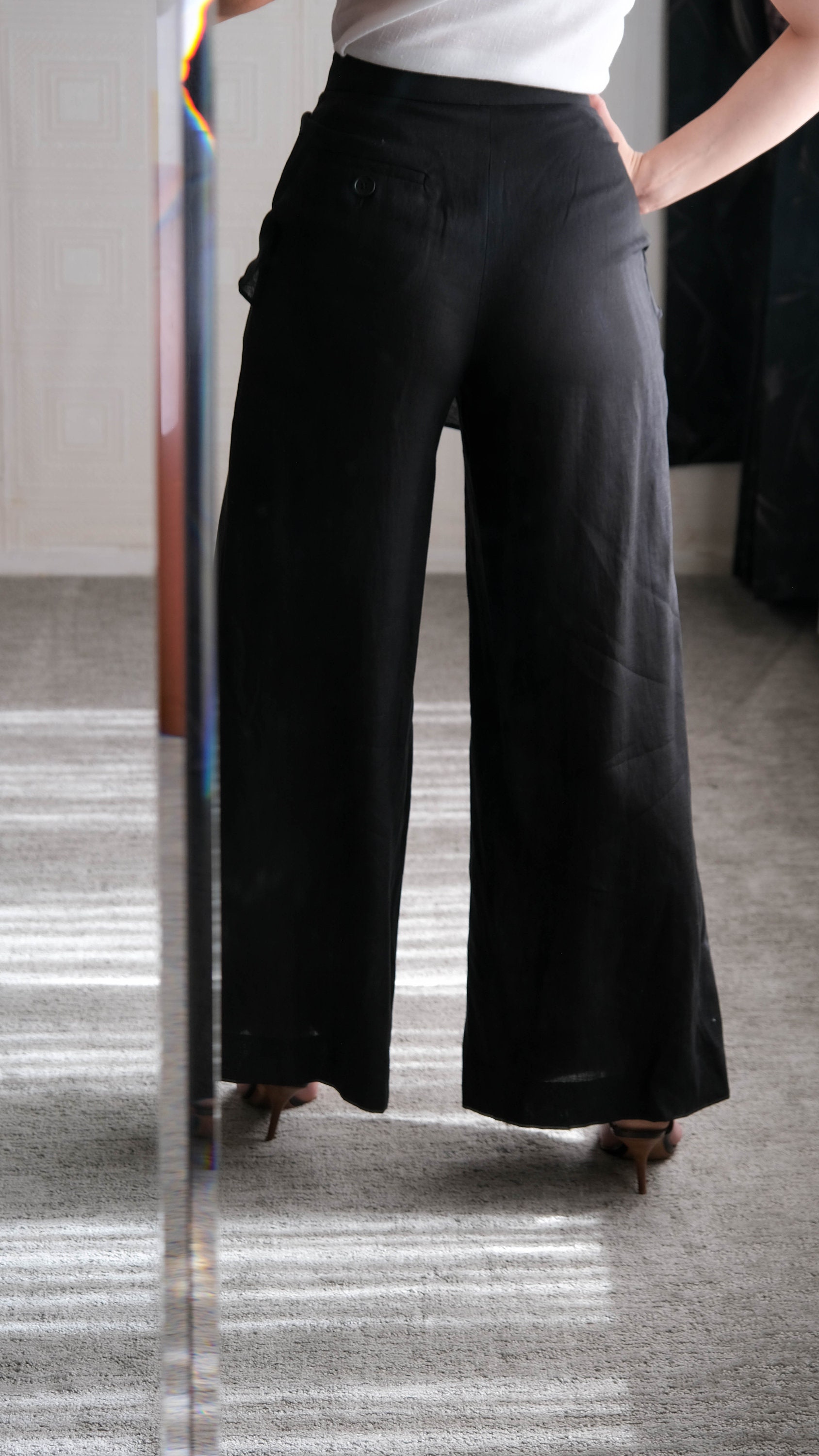 Vintage SONIA RYKIEL Black Linen High Waisted Ultra Wide Leg Vintage SONIA RYKIEL Black Linen High Waisted Ultra Wide Leg