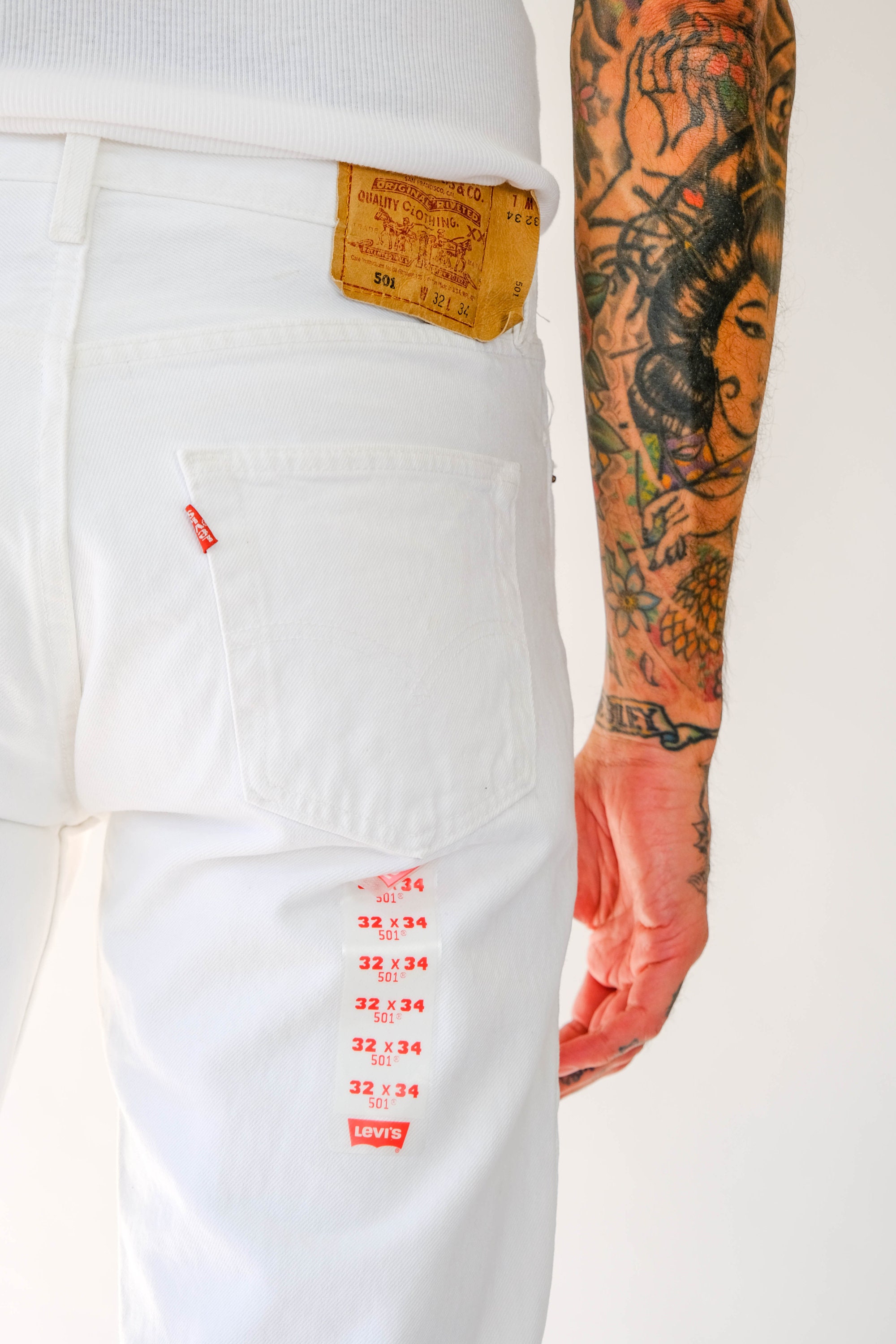 Vintage 80s 90s Levis 501 White Button Fly Jeans | Made in USA 
