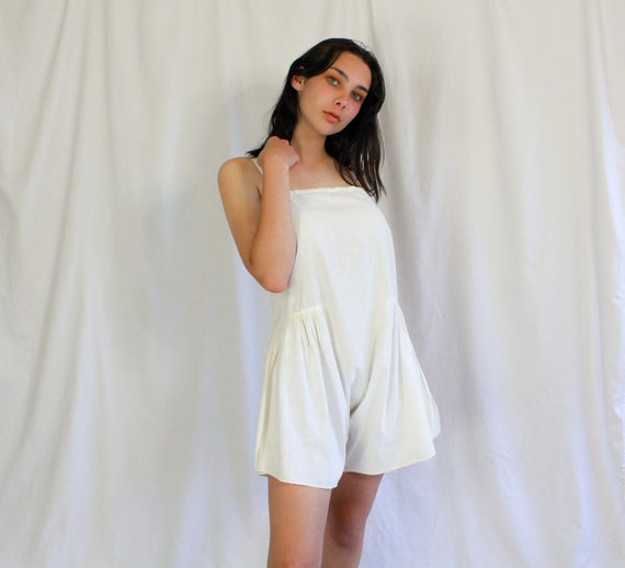 40s Hand Made Cotton Romper | vintage undergarment
