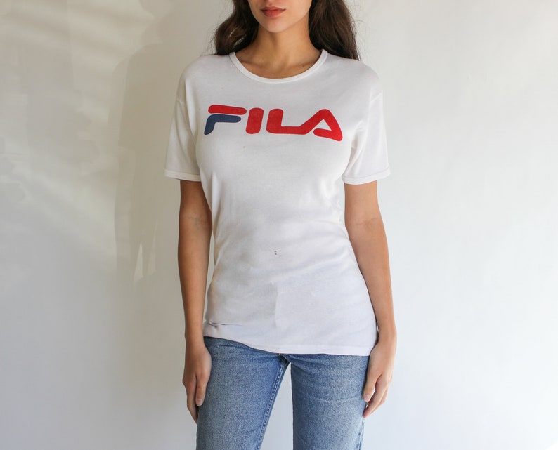 Vintage 70s Fila Distressed Bootleg Logo Tee Shirt Paper Thin, Destroyed, Super Soft Adidas, Puma, Nike 1970s Fila Designer T-Shirt image 2