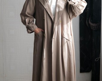 Vintage 80s J. GALLERY Golden Olive Shimmery Sharkskin Hooded