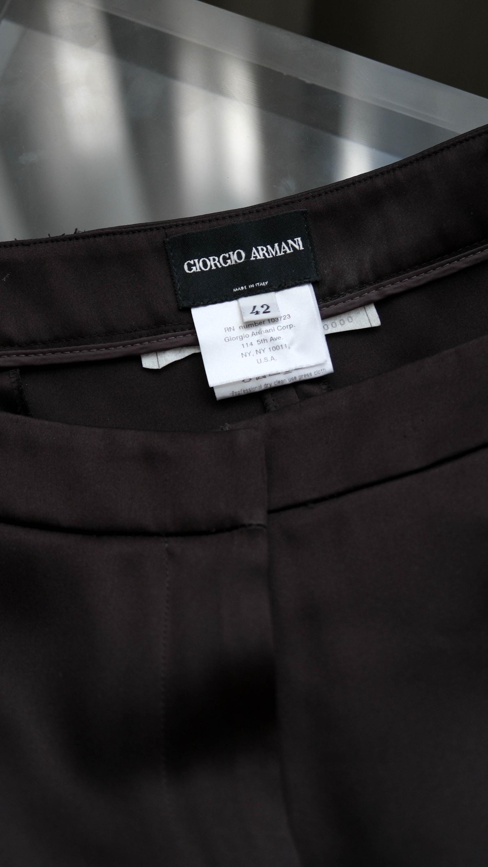 Vintage GIORGIO ARMANI Brown Label Black Silk Minimalist Wide Leg