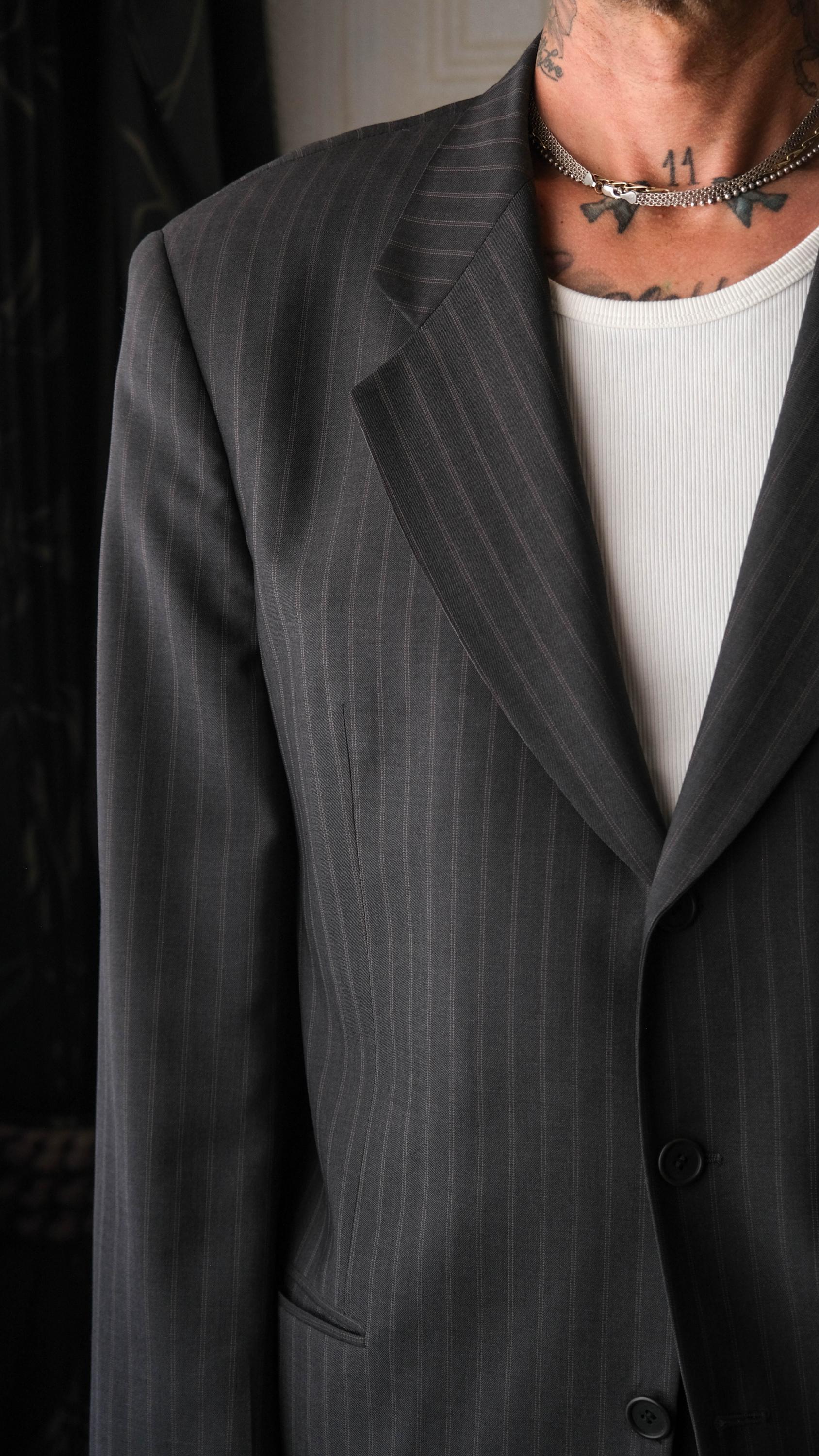 Vintage 90s GIORGIO ARMANI Le Collezioni Charcoal & Copper Stripe