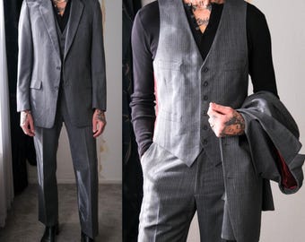 Vintage 70s PIERRE CARDIN BOUTIQUE Blue Chambray Flecked Stripe