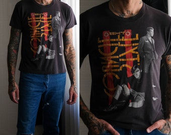 80年代製!ホール＆オーツ・ロックTシャツ　黒　S 80/2 強撚天竺 オーバーサイズ クルーネック T シャツ - BLACK