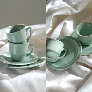 Vintage Pastel Sage Green Espresso or Tea Cup & Saucer Set | Party, Hosting, Table Decor, Tea Party, Coffee | Vintage Porcelain Cup Set