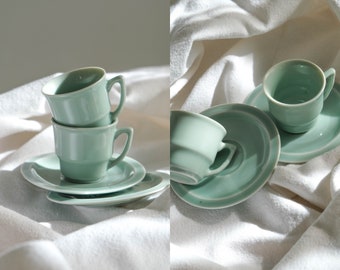 Vintage Pastel Sage Green Espresso or Tea Cup & Saucer Set | Party, Hosting, Table Decor, Tea Party, Coffee | Vintage Porcelain Cup Set