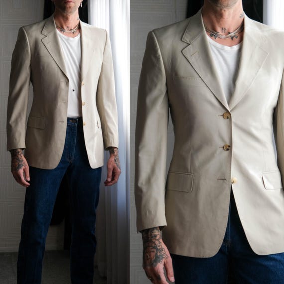 イヴ・サンローラン リヴゴーシュ テーラードジャケット ツィード YSL 48R Vintage Yves Saint Laurent Rive Gauche TOM FORD Beige Three Button