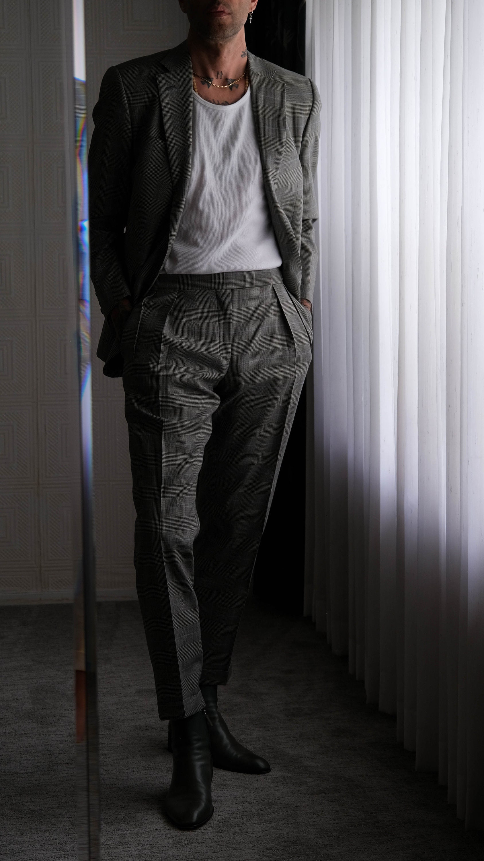 Vintage 90s POLO Ralph Lauren Black & Ivory Prince of Wales Check