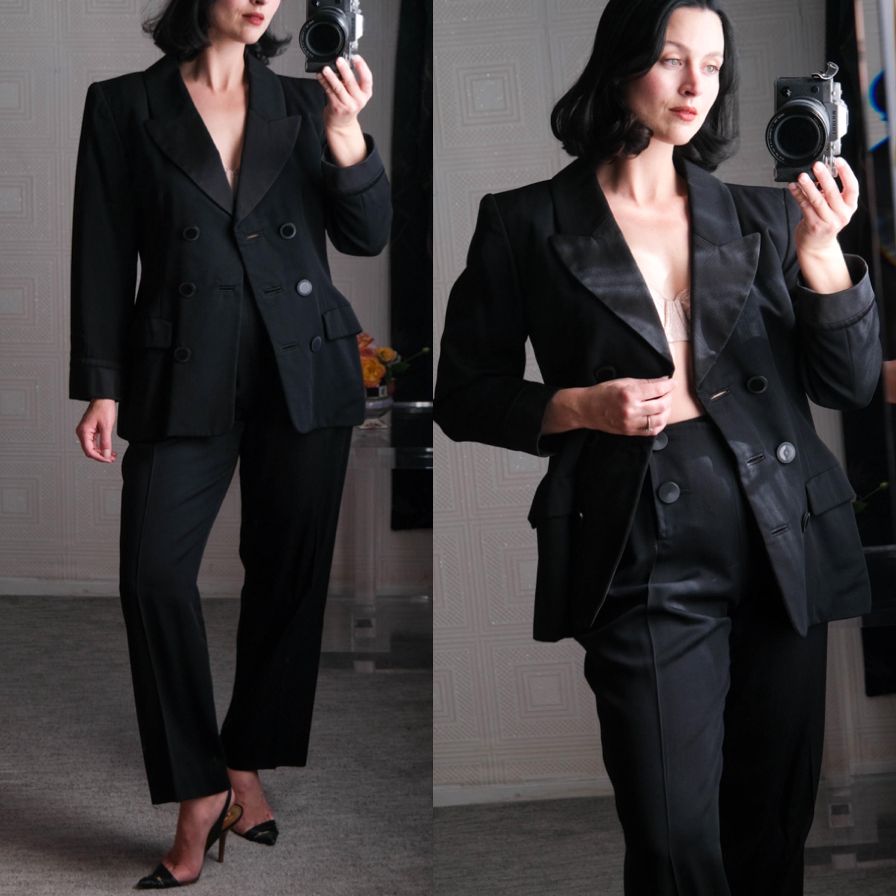 Vintage 90s Yves Saint Laurent Rive Gauche Black Tuxedo Blazer
