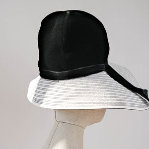 Vintage 60s Mr. Felix Chapeaux Leather & Velvet Tall and Floppy Hat Made in France 1960s Designer Wide Brim Hat image 7