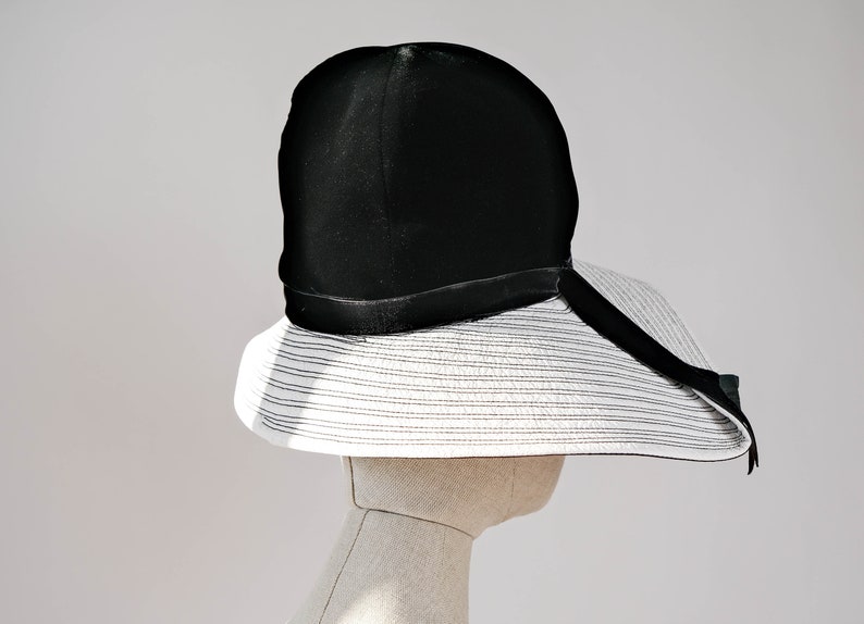 Vintage 60s Mr. Felix Chapeaux Leather & Velvet Tall and Floppy Hat Made in France 1960s Designer Wide Brim Hat image 7
